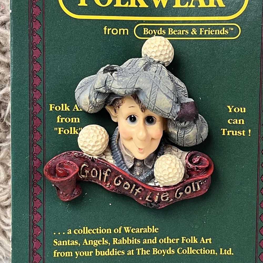 Folkwear Golfer Golf Lie Golf Pin Brooch The Boyds Collection Style #26409 1995